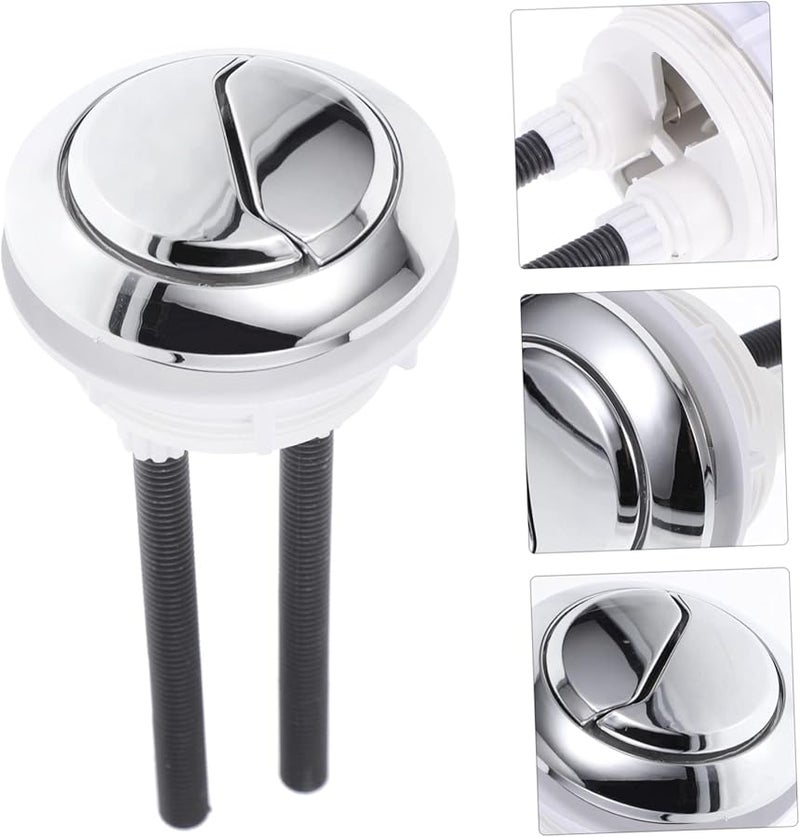 Veemoon Dual Push Toilet Flush Button Silver Replacement for Round Water Tanks Easy to Install - Image 4